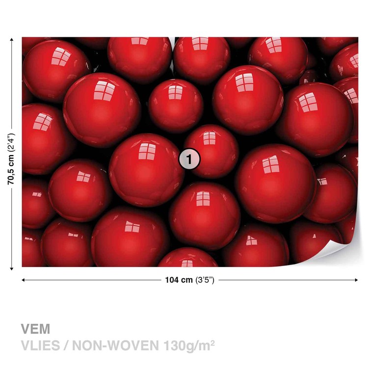 Balles rouges abstraites et modernes Poster Mural, Papier peint