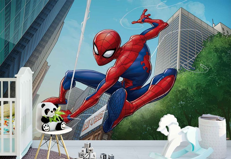 Arrière-plan mural thème Spiderman de Marvel, décorations rondes
