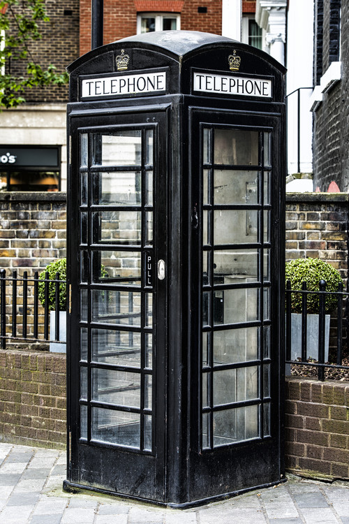 Old Black Telephone Booth Poster Mural XXL