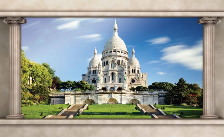Paris Sacre Cœur Vue De Fenêtre Poster Mural Papier Peint Acheter