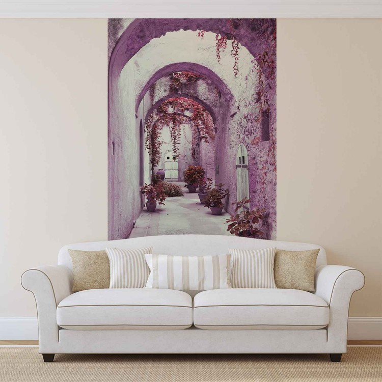 Passage Fleurs Rose Poster Mural XXL