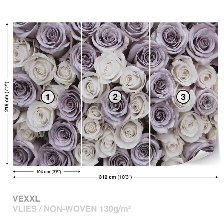 Roses Fleurs Blanches et Violettes Poster Mural, Papier peint | Acheter-le  sur Europosters.fr