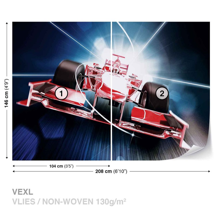 Poster Formule 1 Voiture de course rouge 