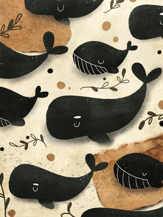 Whale Family Poster Mural XXL