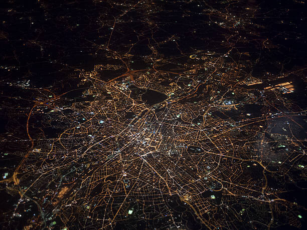 Poster Aerial view of Brussels at night