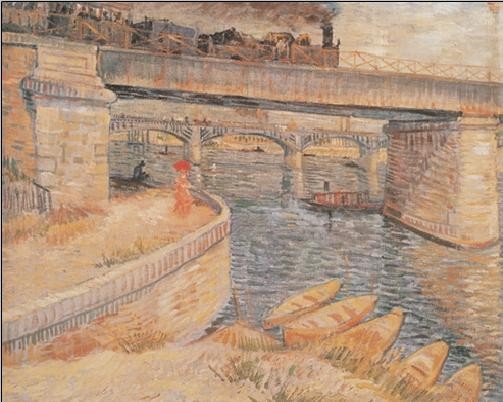 Konsttryck Bridge across the Seine at Asnieres, 1887