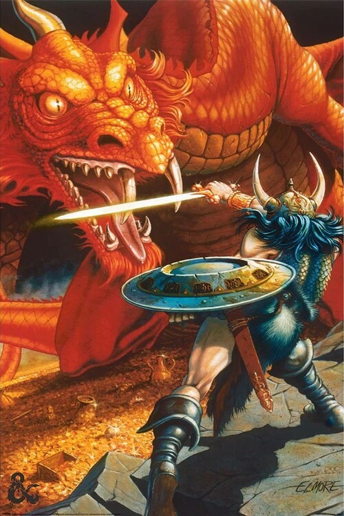 Плакат Dungeons & Dragons - Classic Red Dragon Battle