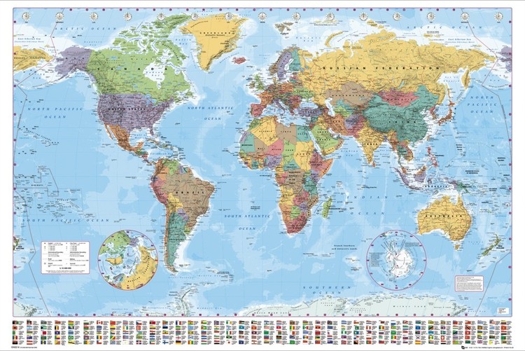 Poster Karte von Welt, Weltkarte - Politische Karte