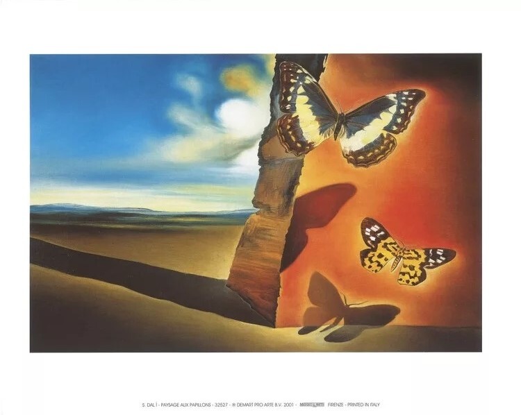Konsttryck Landscape with Butterflies, 1956