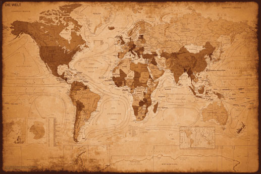 Póster Mapa mundi antiguo 