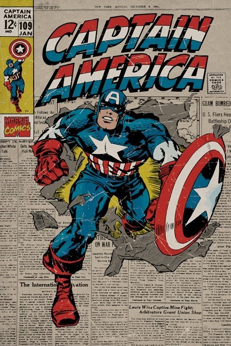 Плакат MARVEL - captain america retro