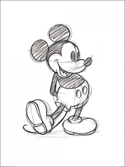Kunstdruck Micky Maus (Mickey Mouse) - Sketched Single bei EuroPosters
