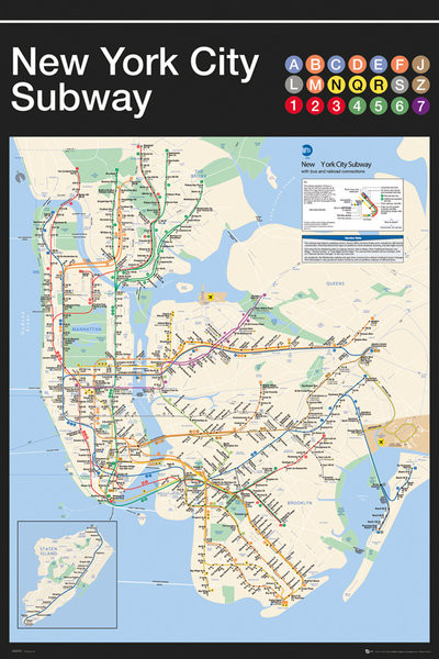 Subway Map Of New York City New York - Subway Map Poster | All Posters In One Place | 3+1 Free