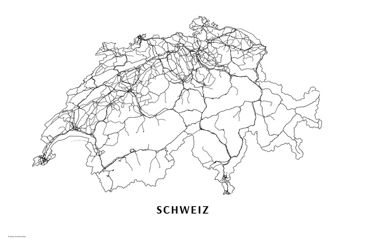 Poster Switzerland black & white