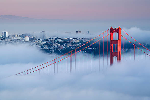 Poster View of Golden Gate Bridge on a foggy day