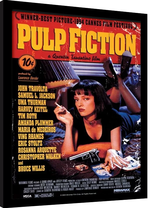 Keretezett poszter Pulp Fiction: Ponyvaregény - Uma On Bed