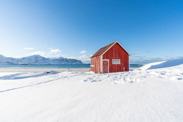 Samolepka Red cabin on the beach in