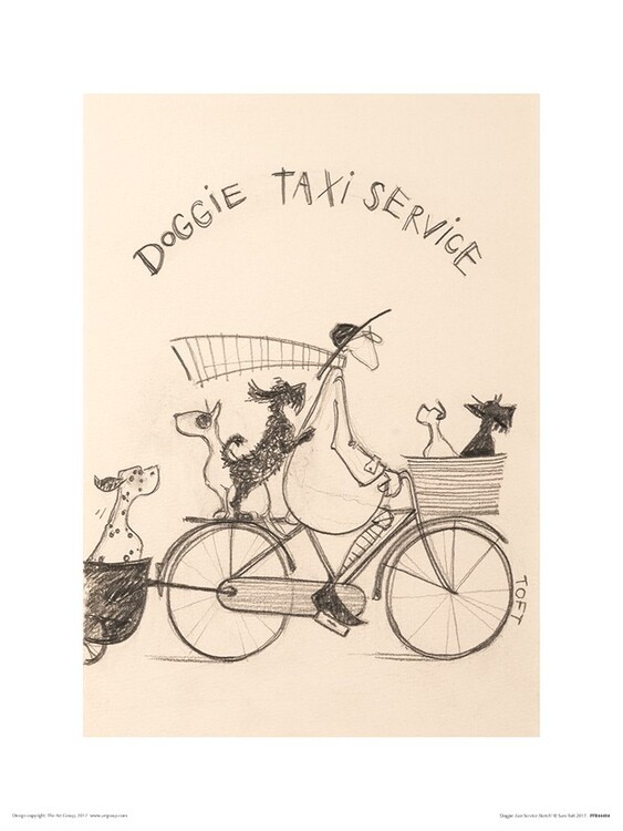 Umělecký tisk Sam Toft - Doggie Taxi Service