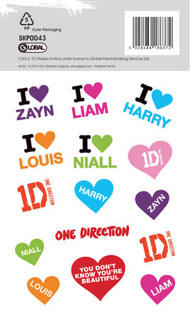 Samolepka ONE DIRECTION - stars with glitter