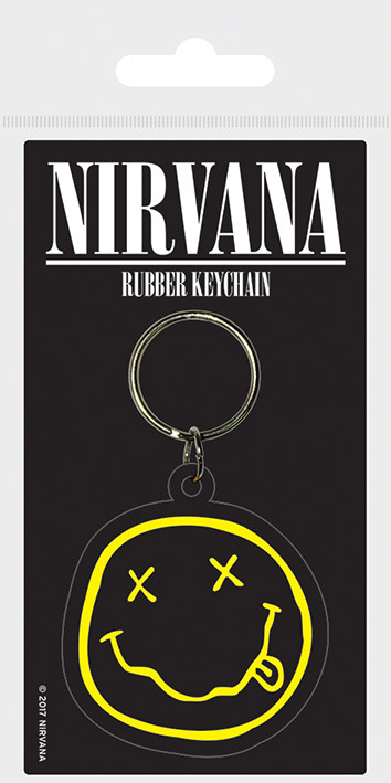 Nirvana Smiley Gummi Schlüsselanhänger - Ca. 4,5x6 Cm, Kultiger Grunge-Accessoire Für Keys & Rucksack