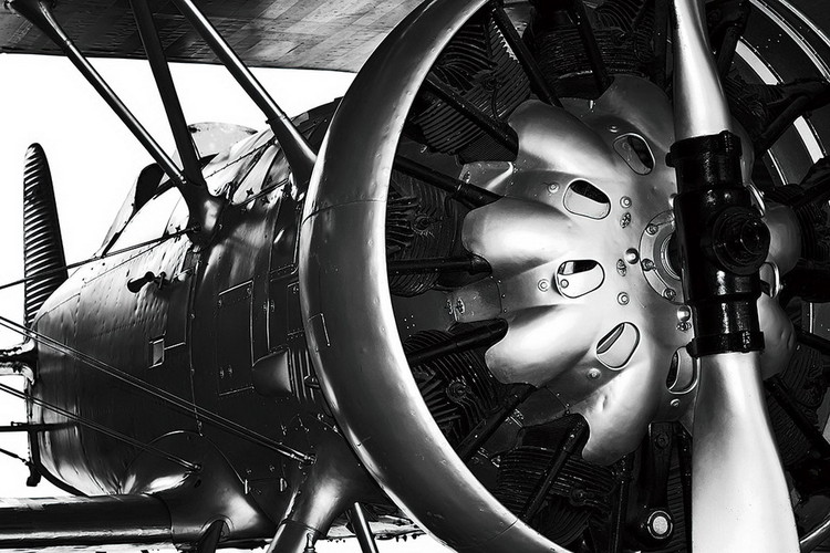 Skleněný Obraz Letadlo - Motor