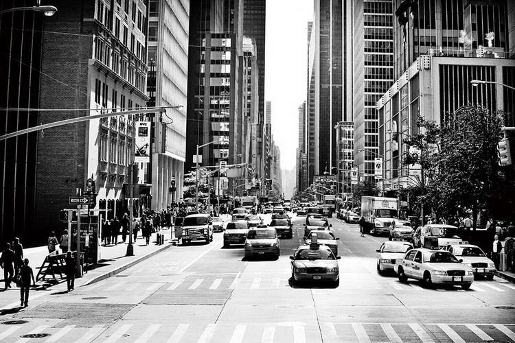 Skleněný Obraz Město - b&w ulice