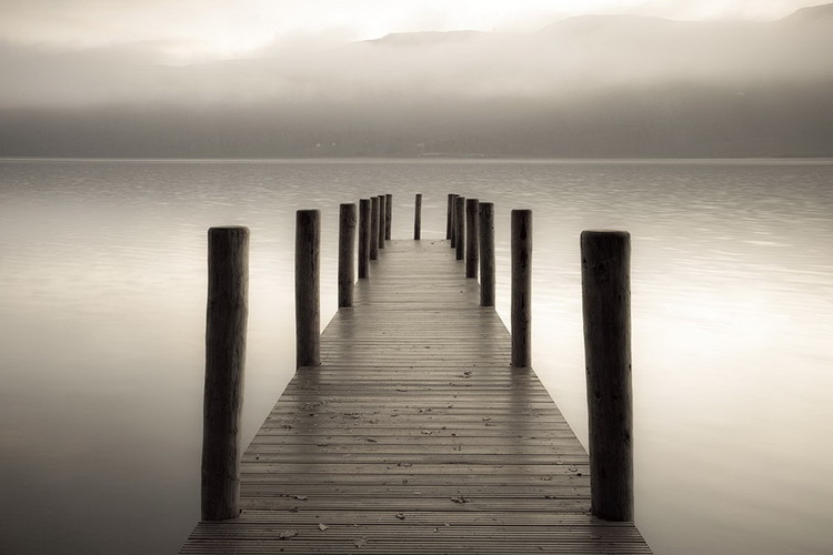 Skleněný Obraz Molo v mlze