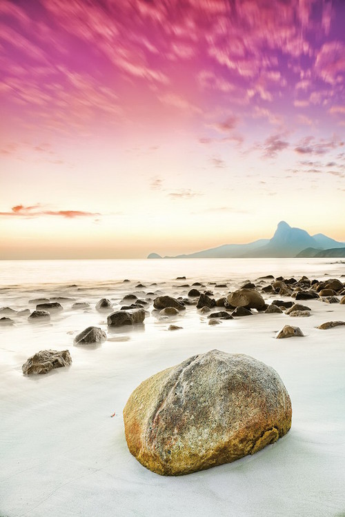 Skleněný Obraz Pink World - Růžová pláž