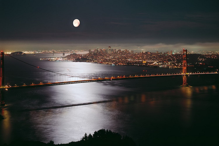 Skleněný Obraz Pohled na San Francisco v noci