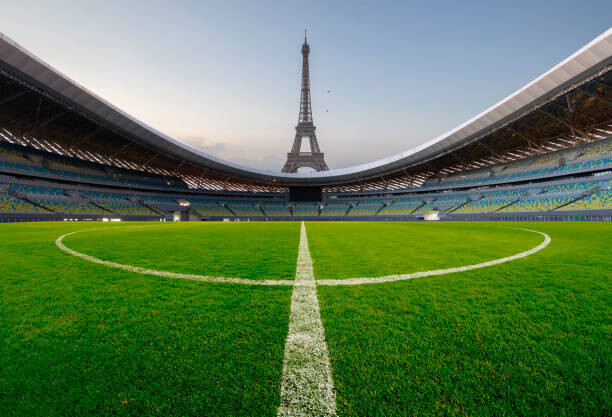 Quadro su tela soccer field and Eiffel tower