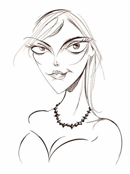 Tričko Sophie Dahl, English author and model, sepia line caricature