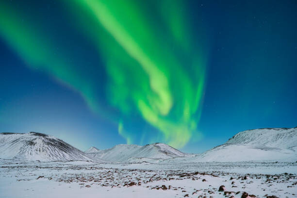 Quadro su tela Aurora Borealis. Northern Lights over the