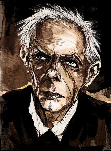Quadro su tela Bela Bartok by Neale Osborne,  Caricature in pen and water colour