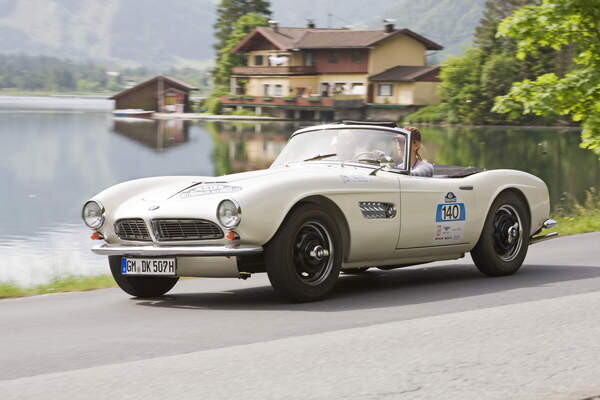 Quadro su tela BMW 507 constructed in 1955, Kitzbuehel Alps Ralley 2008, Austria, Europe