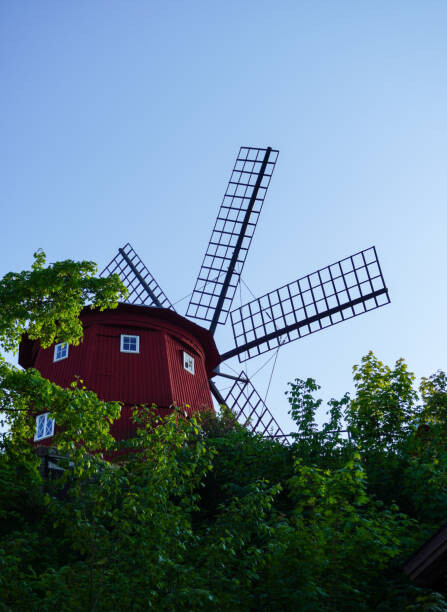 Quadro su tela Low angle view of traditional windmill