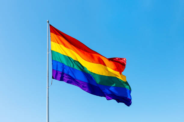 Quadro su tela Rainbow LGBTQI flag waving in the wind