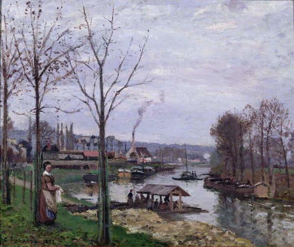 Quadro su tela The Washing House, Pontoise Port-Marly, or The Wash-house