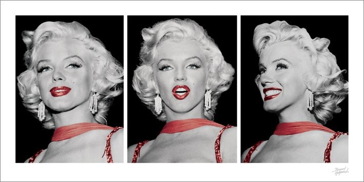 Stampe d'arte Marilyn Monroe - Red Dress Triptych