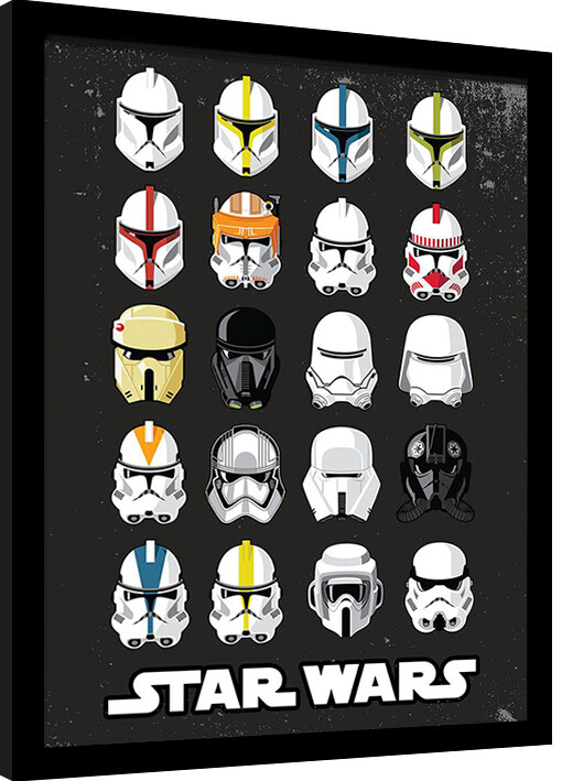 Zarámovaný plakát Star Wars - Trooper Helmets