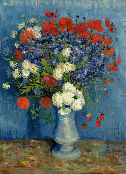 Samolepka Still Life: Vase with Cornflowers and Poppies, 1887