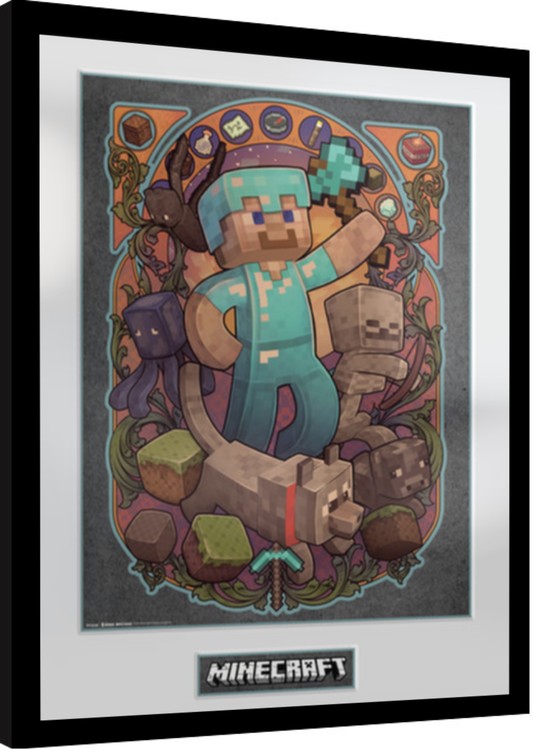 Poster encadré Minecraft - Steve Nouveau