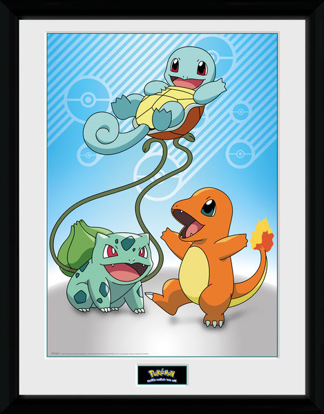 Poster encadré Pokemon - Kanto Starter