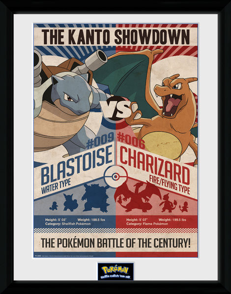Poster encadré Pokemon - Red V Blue