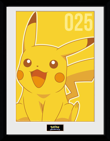 Pokemon - Pikachu Mono Poster encadré