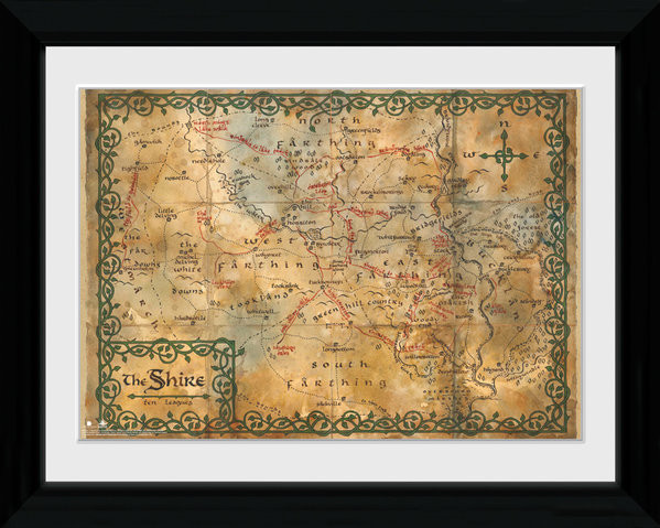 Afiș înrămat The Hobbit - Map