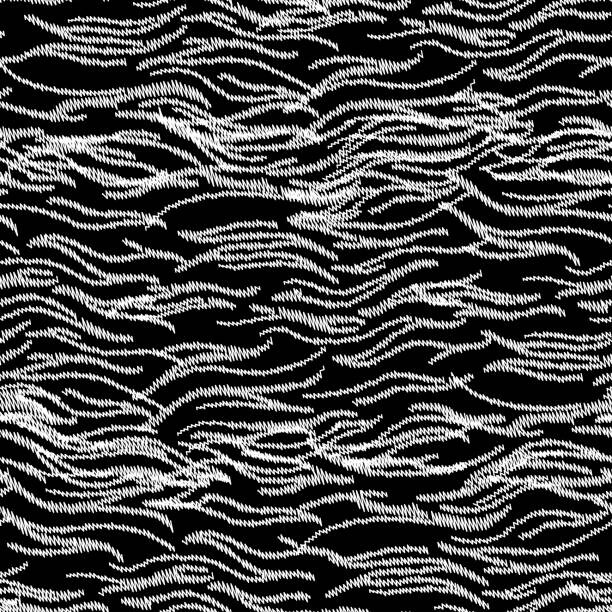 Tablou pe pânză abstract white lines with stitching effect