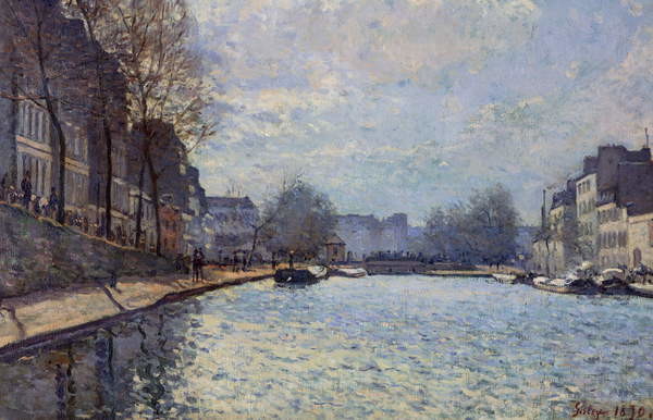 Tablou pe pânză View of the Canal Saint-Martin, Paris, 1870