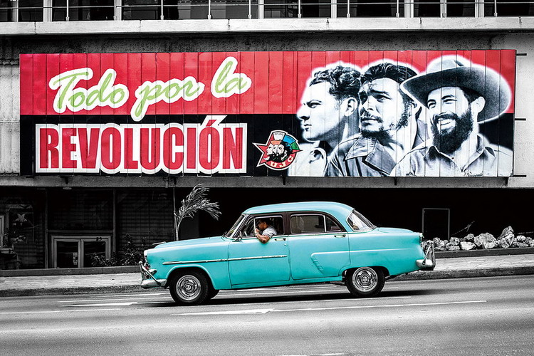 Tablouri pe sticla Cars - Blue Cadillac