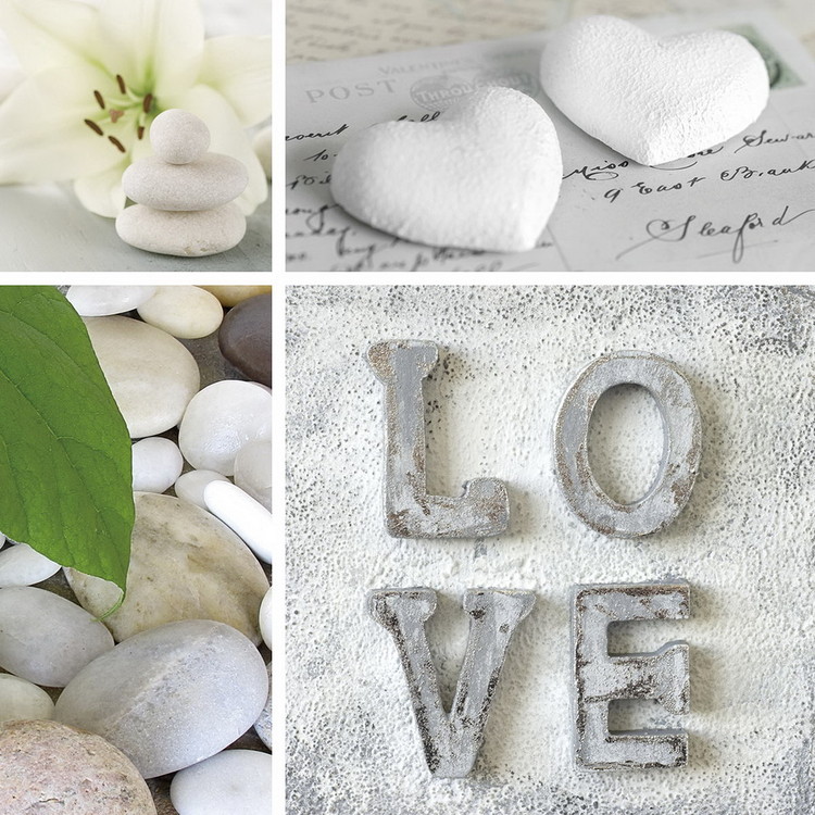 Tablouri pe sticla Love - White Collage