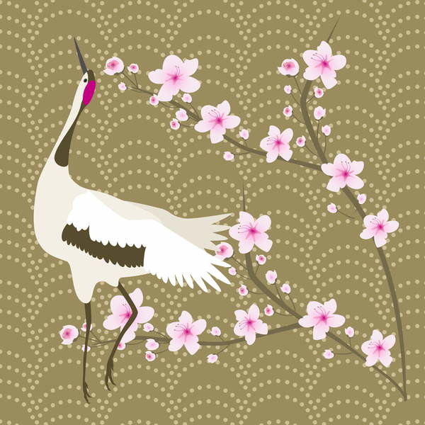 Samolepka The Cherry Blossom and the Crane